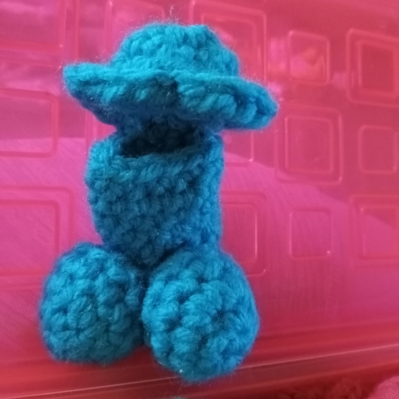 Hand Crafted Accessories - Handcrafted Blue 🍆 crochet chapstick gag gift holder
